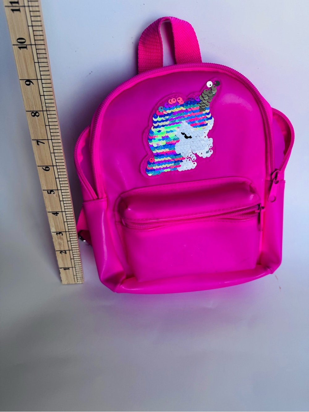 Girls Bright Pink Sequin Unicorn Mini Backpack